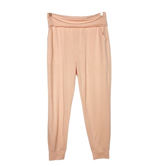Old Navy Active Womens Small S Coral Orange Jogger Pants Foldover Waist Pockets - Picture 1 of 8